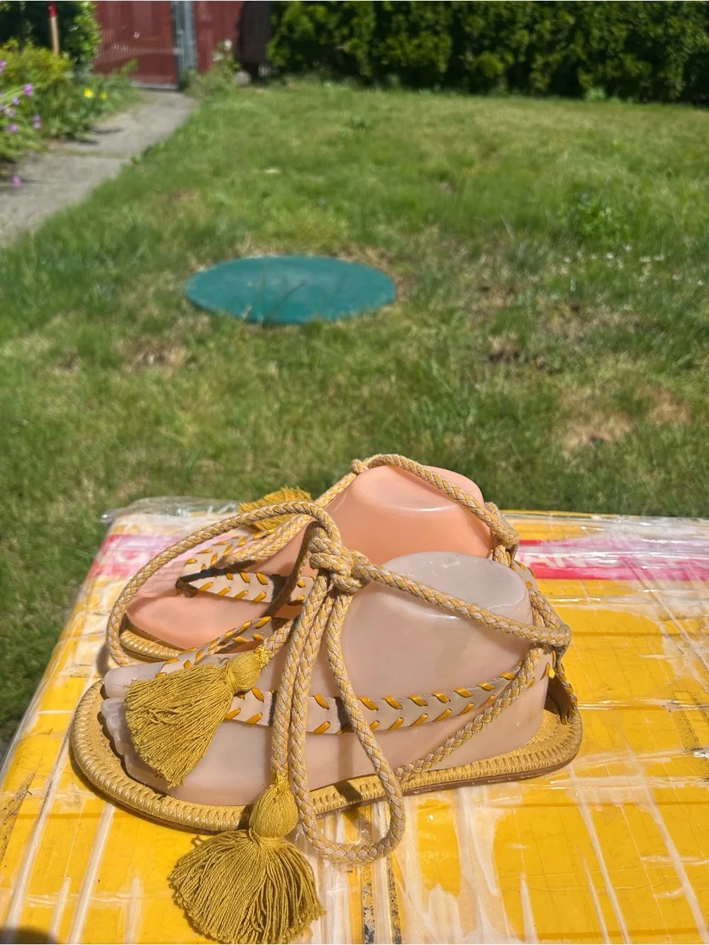 Zara Women’s Tassel Rope Sandals in Mustard Yellow Size 37/7US - Picture 4 of 13